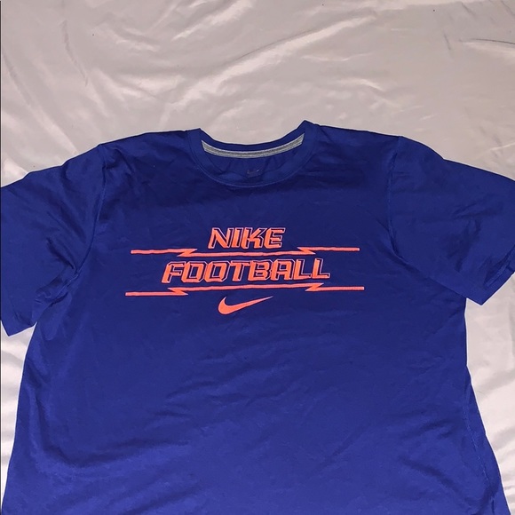 blue and orange nike shirt